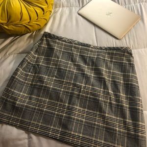 Gray & Yellow Plaid Mini Skirt